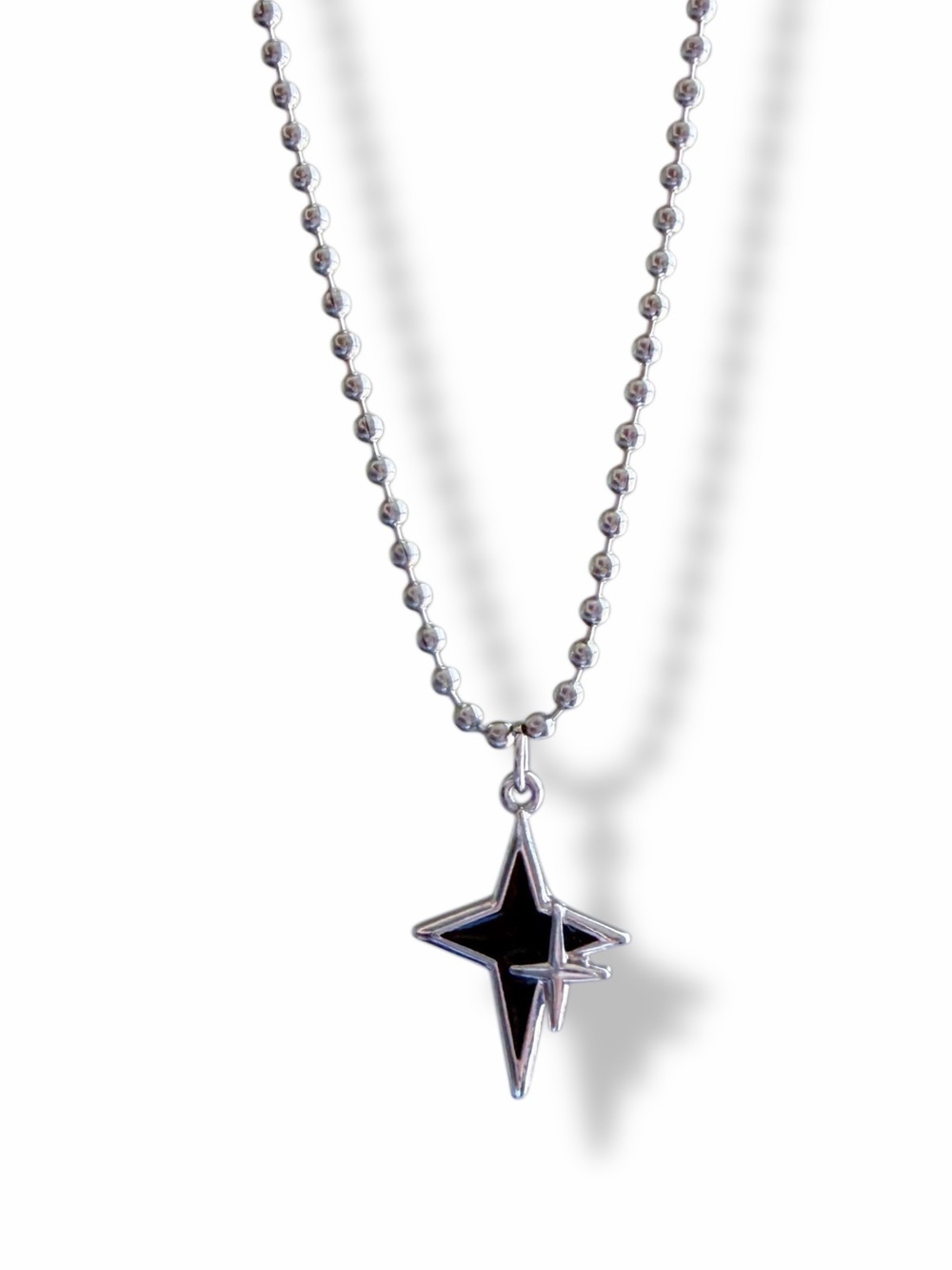 Hand Crafted Silver Necklace with Black Starburst Pendant